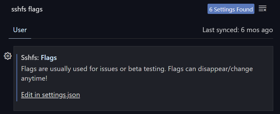 Searching for the SSH FS flags setting.