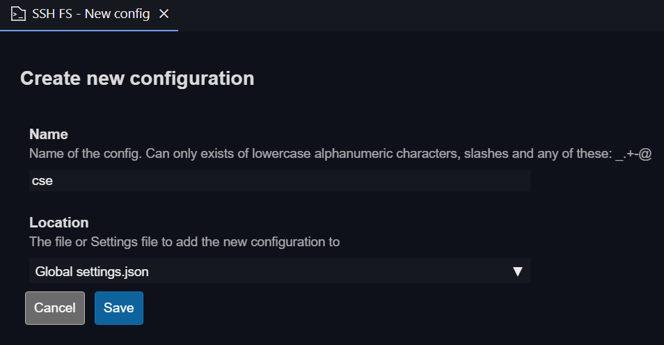 Creating the configuration